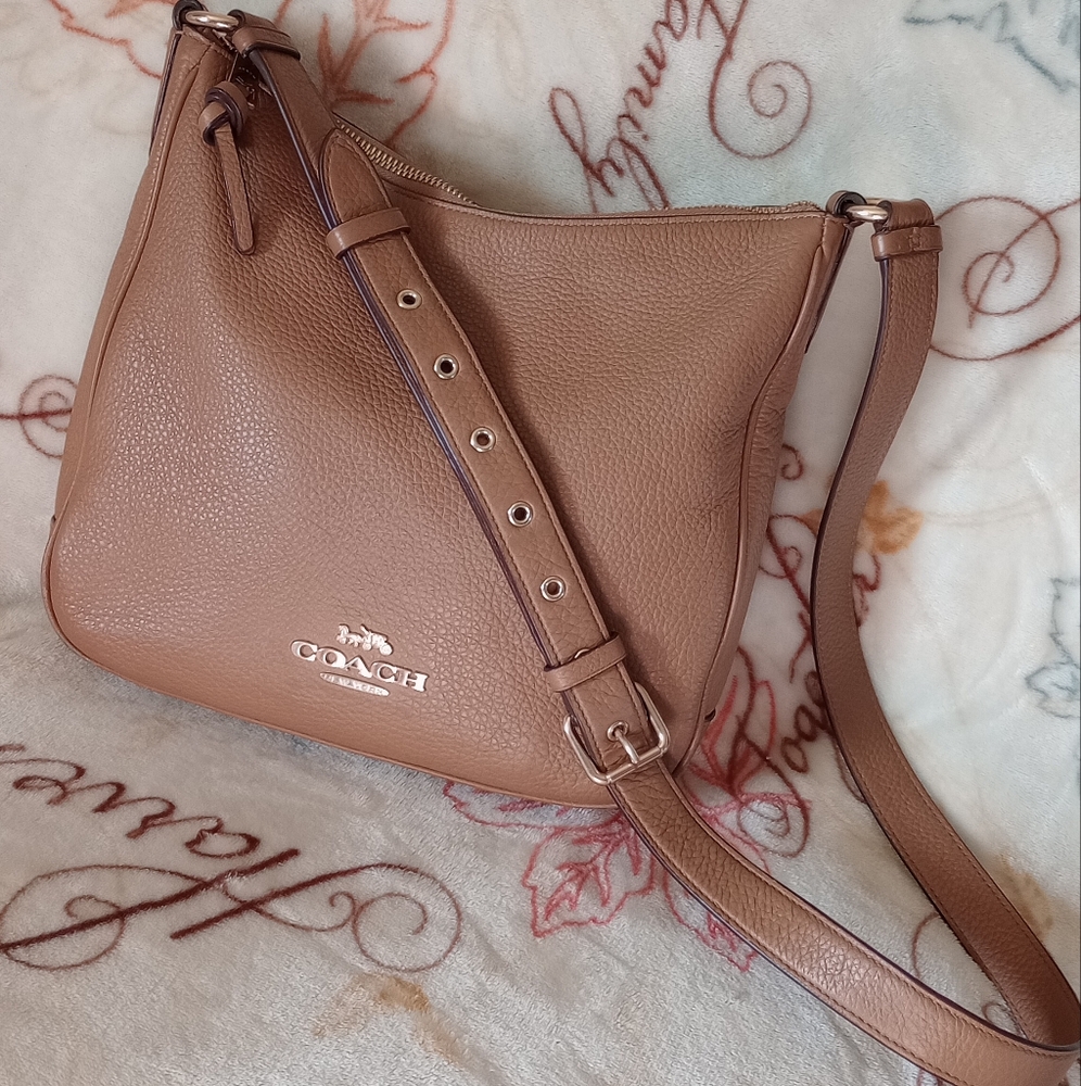 Coach Light Saddle Pebbled Leather Ellie File Bag